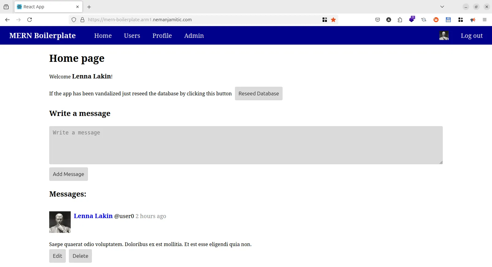 Homepage MERN boilerplate