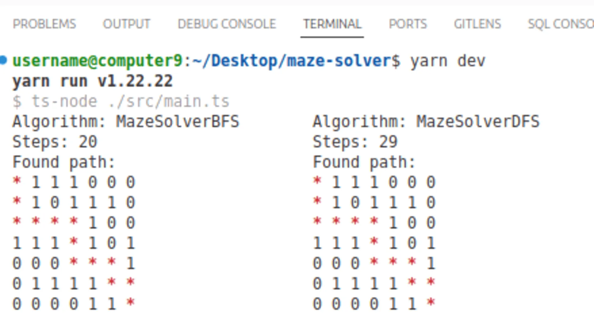 Maze solver terminal